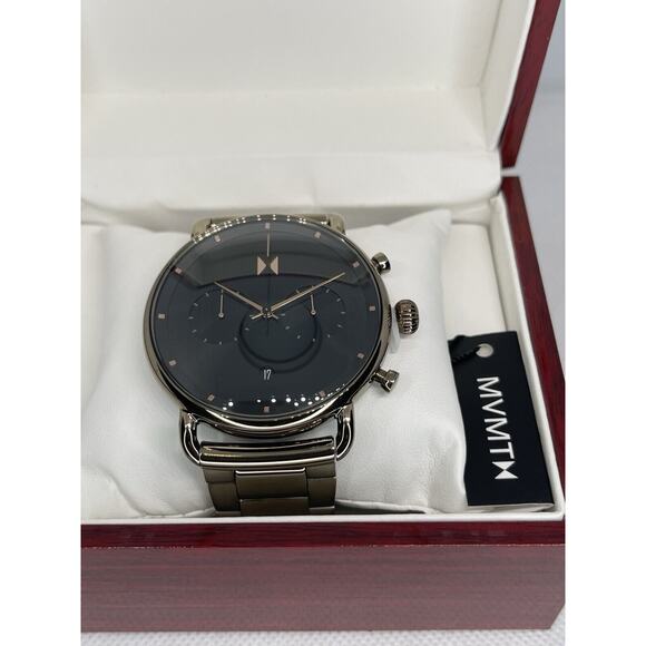 MVMT Mens Stainless Steel Taupe Tone Bracelet Watch 47mm Chronograph Style Sleek - Picture 7 of 16